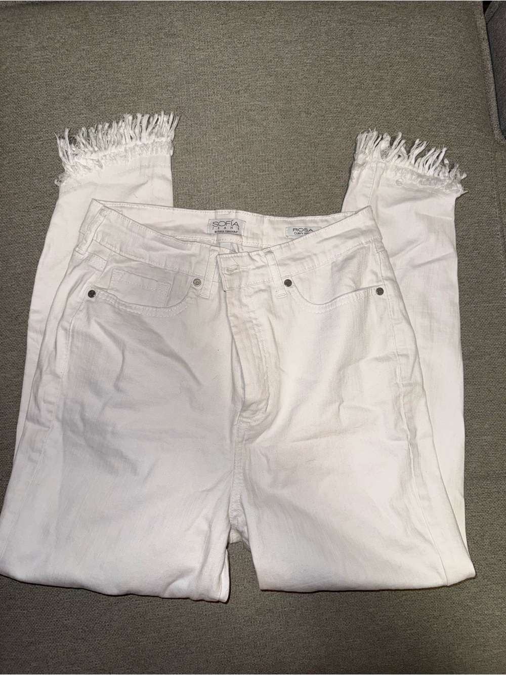 White Frayed-Hem Women’s Jeans